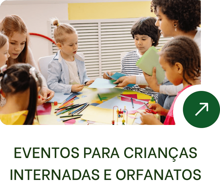 Organizamos eventos recreativos, culturais e educacionais para crianças hospitalizadas e em orfanatos, incluindo leituras de histórias, oficinas de arte e sessões de cinema.